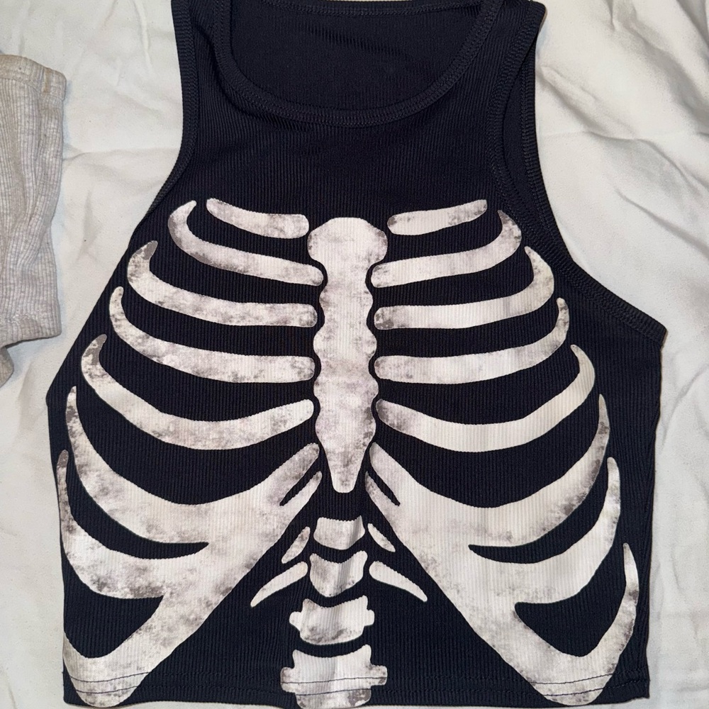 SHEIN Black and White Skeleton Crop Top